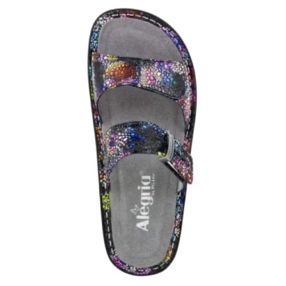 Alegria Women's Karmen Sandals Bubblish Black Pink Blue Comfy Slide Sz 38 (8 US)